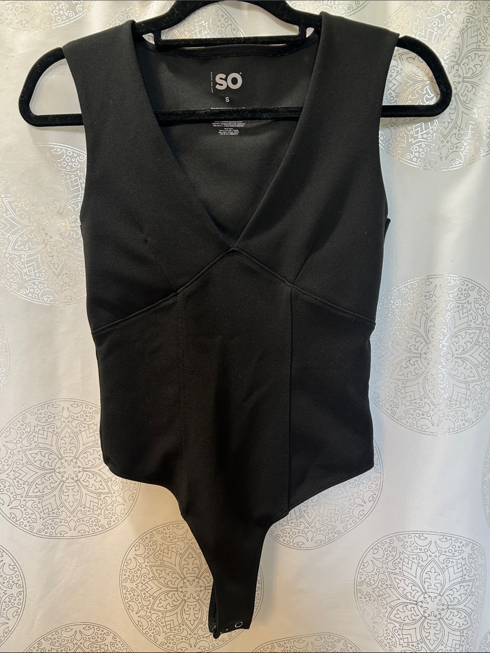 SO Black Sleeveless Deep V-Neck Plunge Bodysuit Small S